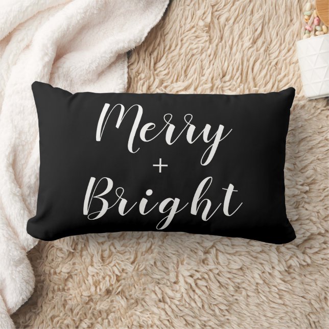 Coussin Rectangle Joyeux + Joyeux Noël noir blanc (Couverture)