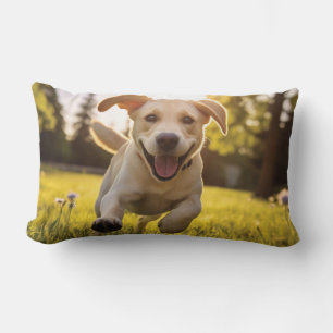 Coussin Rectangle Joyeux Labrador Puppy Running