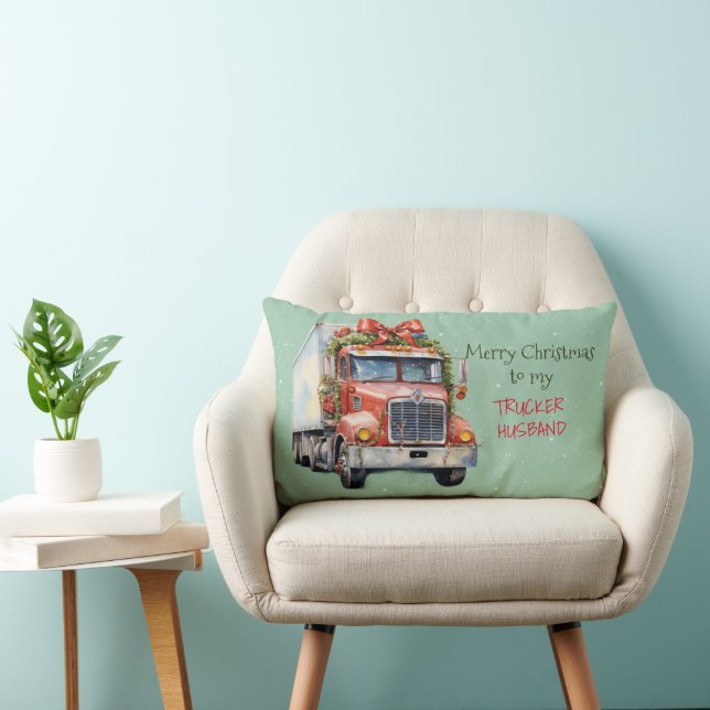 Coussin Rectangle Joyeux Noël à mon MARI TRUCKER (Chaise)