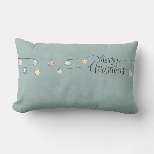 Coussin Rectangle Joyeux Noël avec une chaîne d'ornements (Recto)
