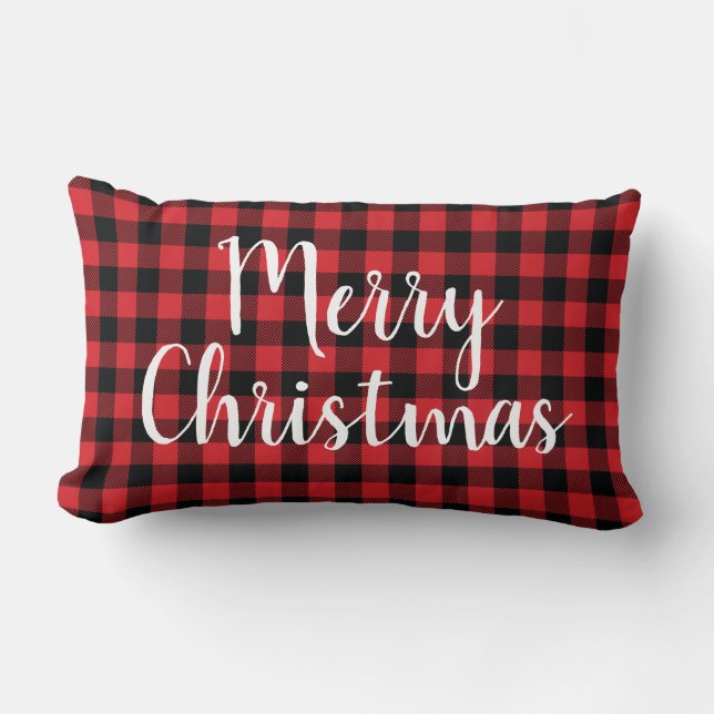 Coussin Rectangle Joyeux Noël Buffalo Check Holiday (Recto)