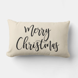 Coussin Rectangle Joyeux Noël Élégant Script moderne noir
