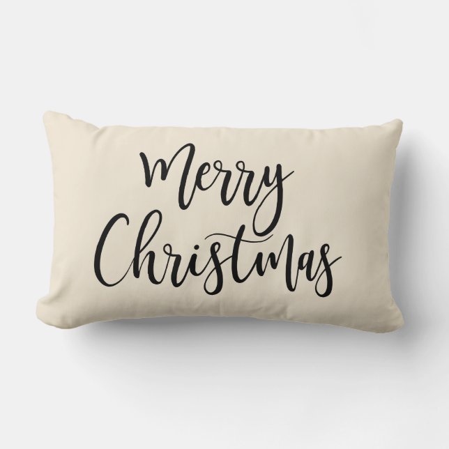 Coussin Rectangle Joyeux Noël Élégant Script moderne noir (Recto)