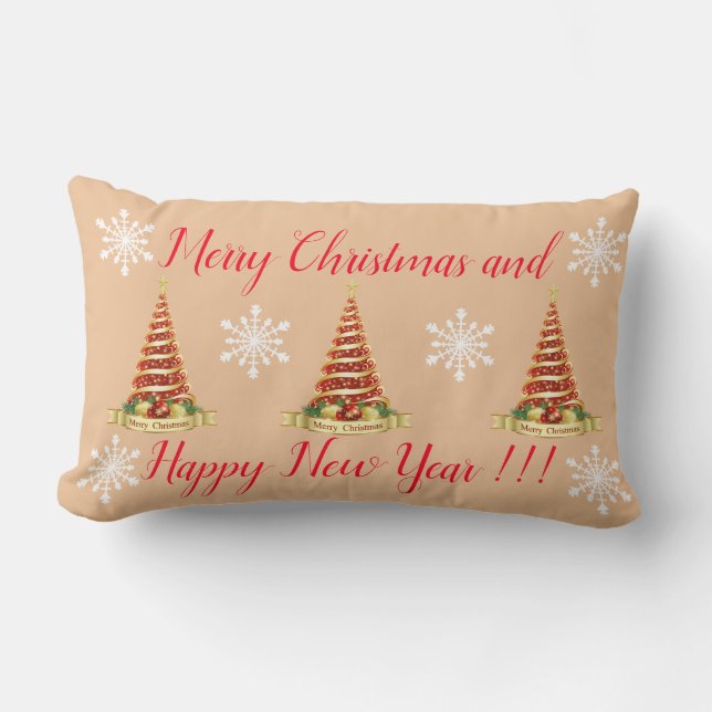 Coussin Rectangle Joyeux Noël et Bonne Année (Recto)