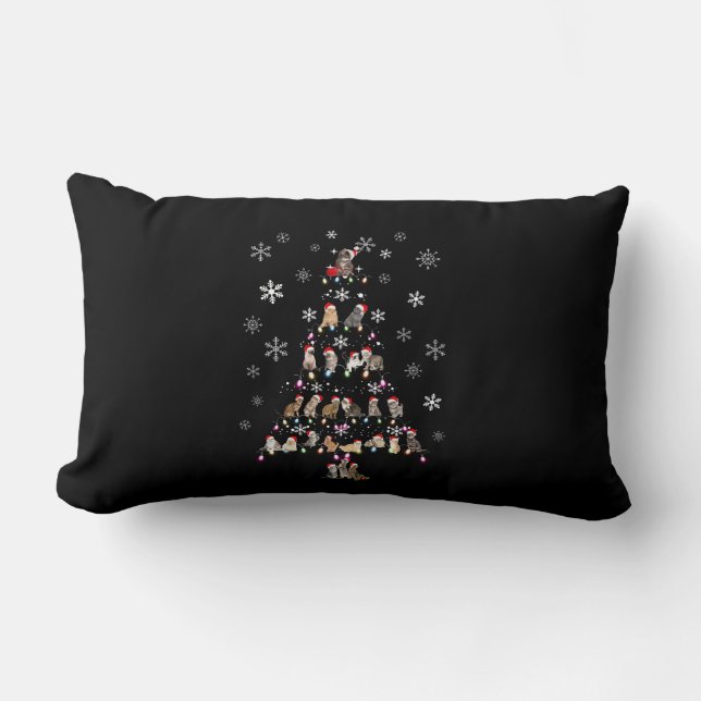 Coussin Rectangle Joyeux Noël | Joli sapin de Noël en chats (Recto)