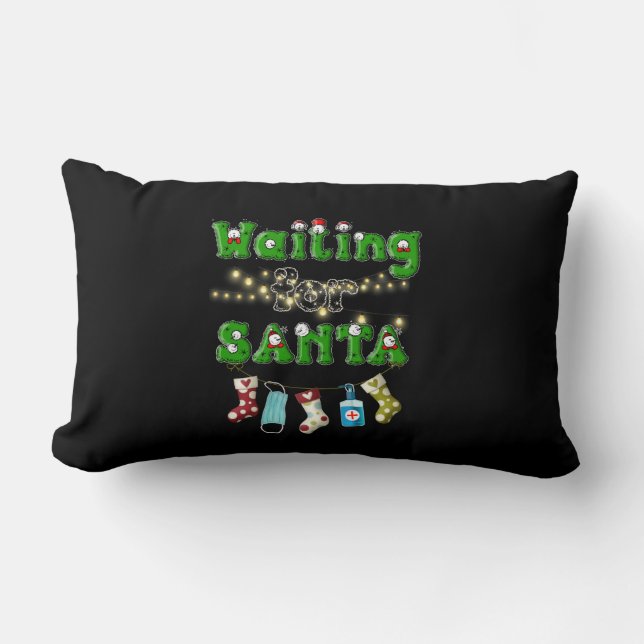 Coussin Rectangle Joyeux Noël | Joyeux Noël en attente Père Noël (Recto)