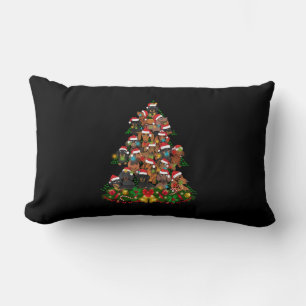 Coussin Rectangle Joyeux Noël   Lumières des arbres de Noël de chien