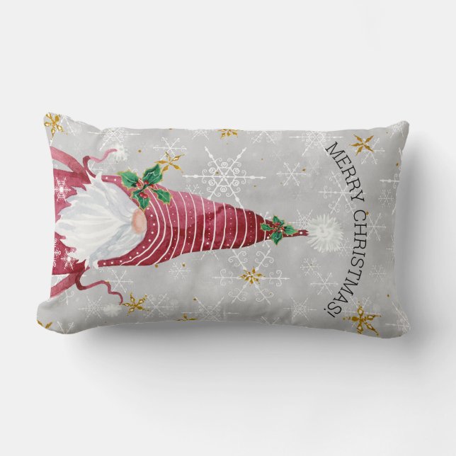 Coussin Rectangle Joyeux Noël mignon Gnome Holly Flocon de neige n É (Recto)