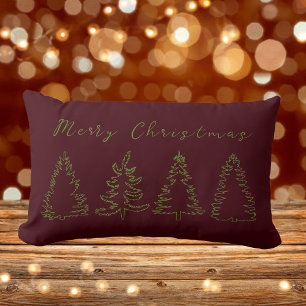 Coussin Rectangle Joyeux Noël, Pin Vintage Arbre Rustique Bourgogne