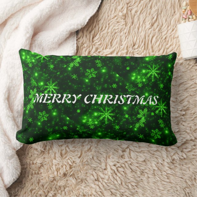 Coussin Rectangle Joyeux Noël Snowflakes Green (Couverture)