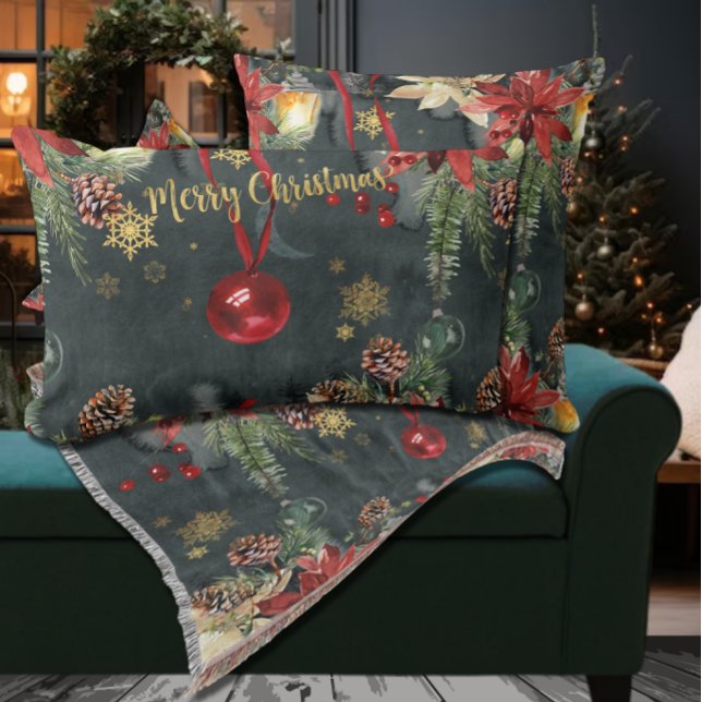 Coussin Rectangle Joyeux Noël Splendor (Créateur téléchargé)