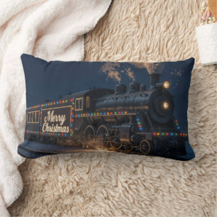 Coussin Rectangle Joyeux Noël Train Vintage Dans La Neige