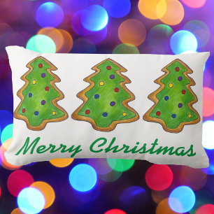 Coussin Rectangle Joyeux Noël Vert sucre Cookie Tree Holiday
