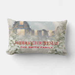 Coussin Rectangle Joyeux sapin de Noël Gold Parties scintillant étoi