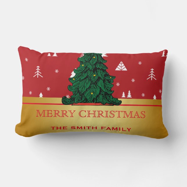 Coussin Rectangle Joyeux sapin de Noël Gold Parties scintillant étoi (Recto)