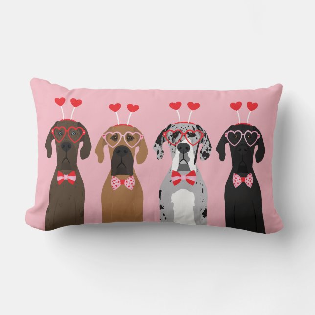 Coussin Rectangle Joyeux Valentines Day Chiens de Danse (Recto)