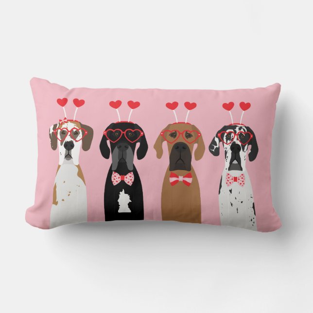 Coussin Rectangle Joyeux Valentines Day Chiens de Danse (Recto)