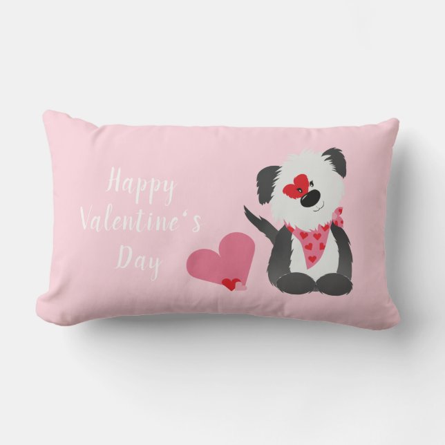 Coussin Rectangle Joyeux Valentines Jour Coeurs de chiot rose (Recto)