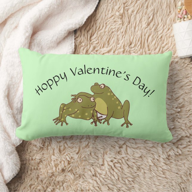 Coussin Rectangle Joyeux Valentines Jour Grenouilles-Hoppy en amour (Couverture)