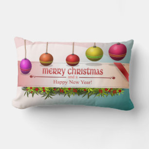 COUSSIN RECTANGLE "JOYEZ NOËL ET UNE BONNE NOUVELLE ANNÉE" ORNAMENTS