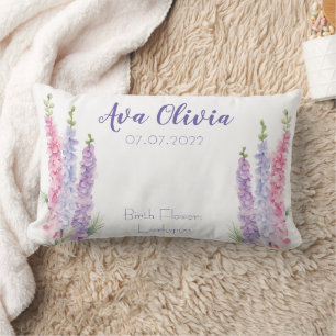 Coussin Rectangle Juillet Fleur de naissance Larkspur