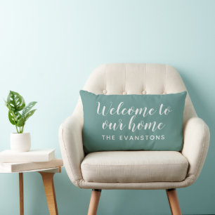 Coussin Rectangle Juniper Green Script Bienvenue chez nous