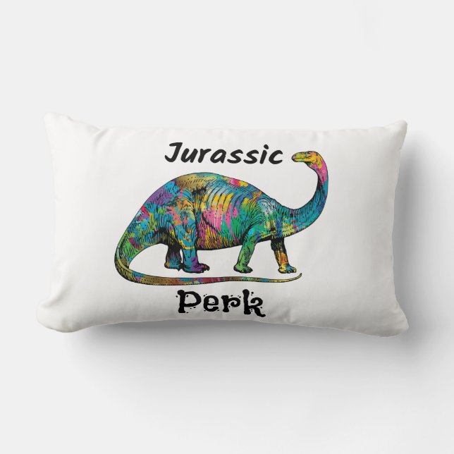 Coussin Rectangle Jurassic Perk Dinosaure Coloré Blanc (Recto)
