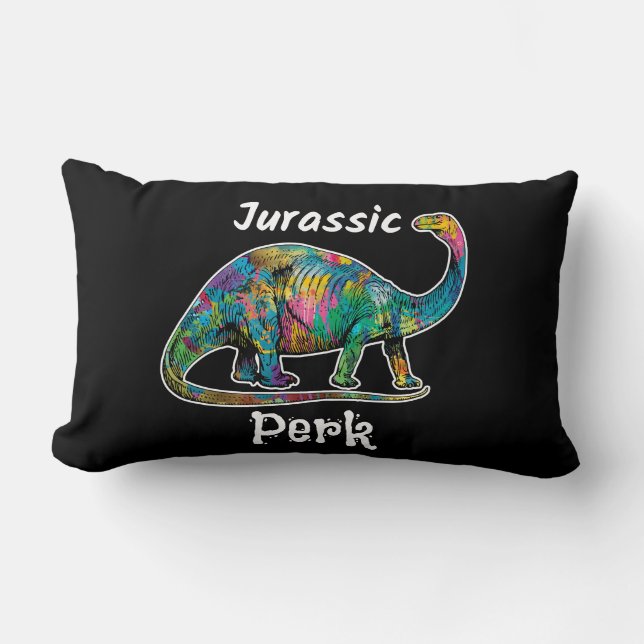 Coussin Rectangle Jurassic Perk Dinosaure Coloré Noir (Recto)