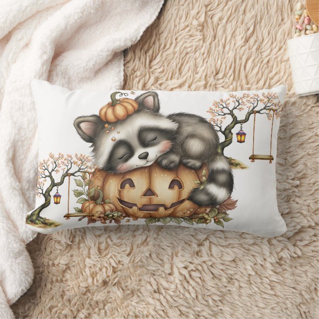 Coussin Rectangle Juste en train de traîner, Raton laveur endormi (Couverture)