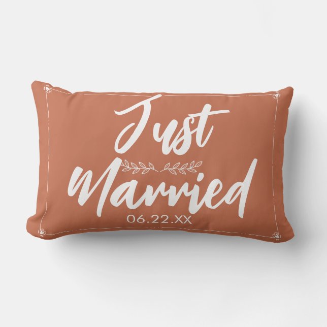Coussin Rectangle Juste Marié Date Mariage Cadeau Cute Lumbar Coussi (Recto)