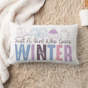 Coussin Rectangle Juste une fille qui aime l'hiver mignonne design s