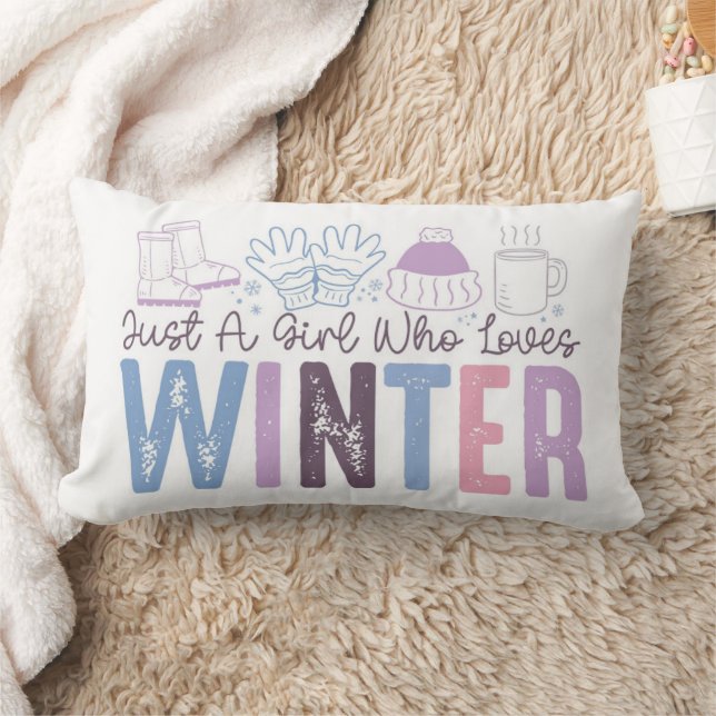 Coussin Rectangle Juste une fille qui aime l'hiver mignonne design s (Couverture)