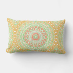 Coussin Rectangle Kaleidoscope d'été orange et vert vif