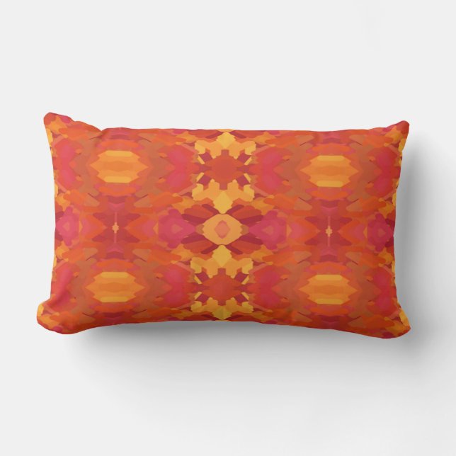 Coussin Rectangle Kaleidoscope jaune, rose et orange (Recto)
