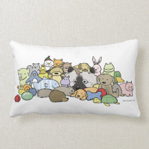 Coussin Rectangle Keeshond avec des jouets