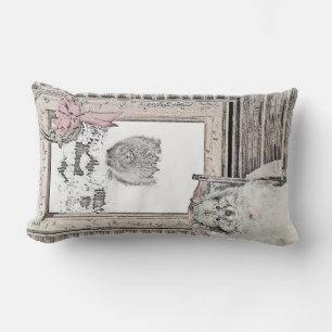 Coussin Rectangle Keeshond Noël hiver fenêtre Peinture Chien Art