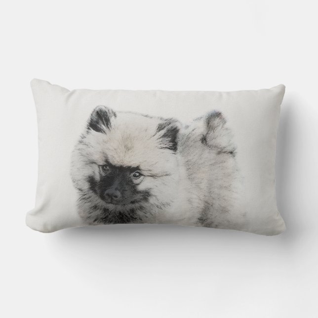 Coussin Rectangle Keeshond Puppy Drawing - Cute Original Dog Art (Recto)
