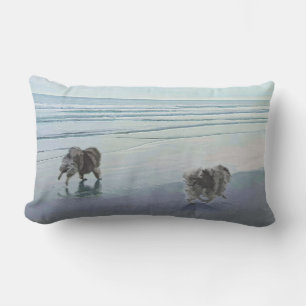 Coussin Rectangle Keeshonds at the Seashore Peinture Dog Art