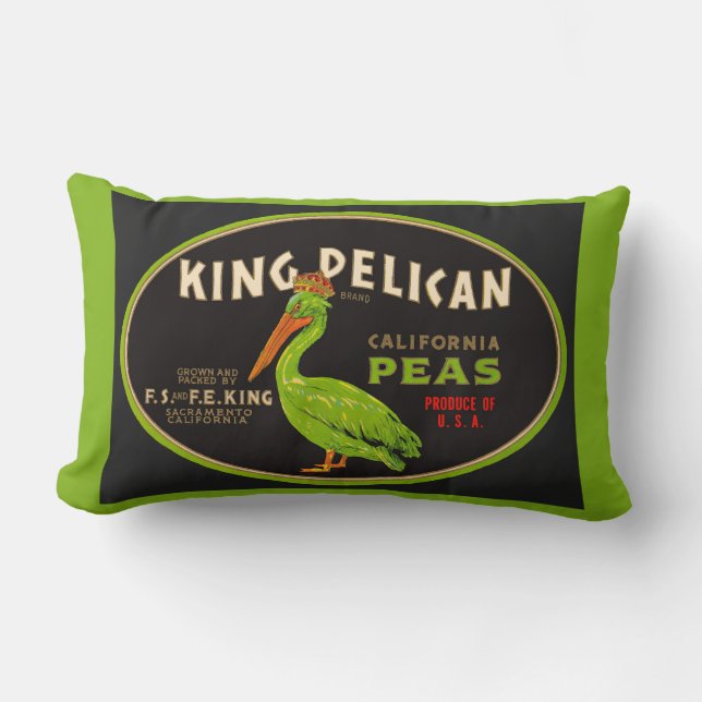 Coussin Rectangle King Pelican California pois crate étiquette (Recto)