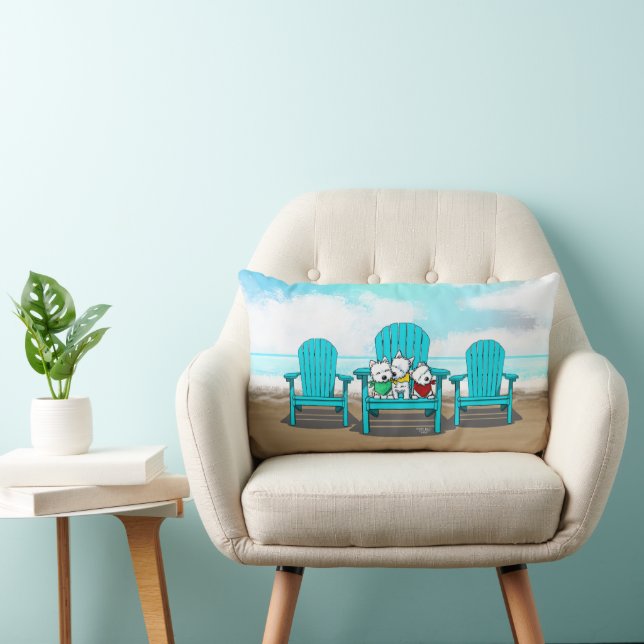 Coussin Rectangle KiniArt Beach Westies (Chaise)
