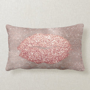 Coussin Rectangle Kiss Lips Parties scintillant Glam Maquillage Blus