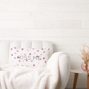 Coussin Rectangle KISS ME Pink Watercolor Dots Sweet Valentine Fun