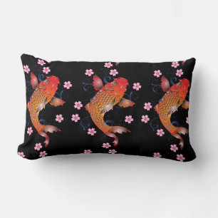 Coussin Rectangle KOI noir orange oriental