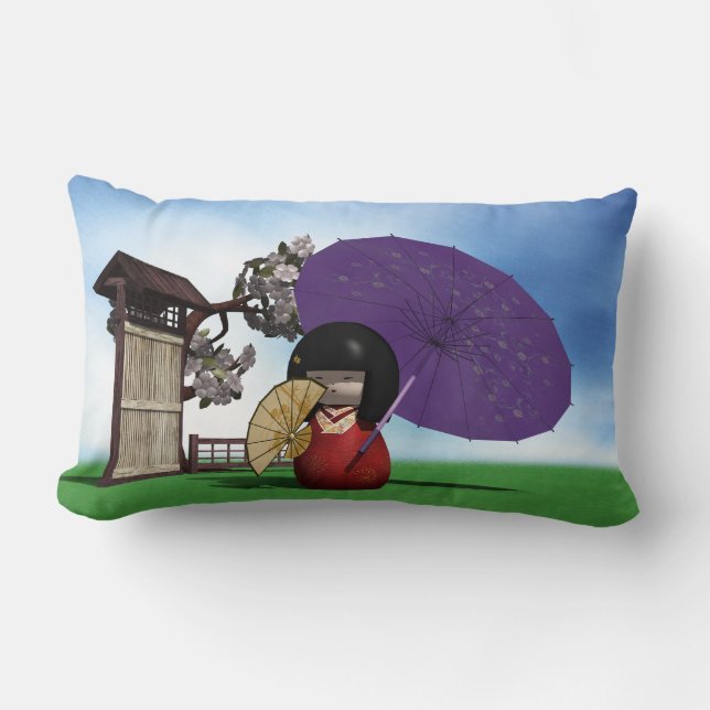 Coussin Rectangle Kokeshi Doll (Recto)