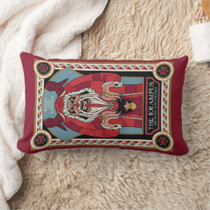 Coussin Rectangle Krampus Vintage rétro & Ancien, Noël sombre