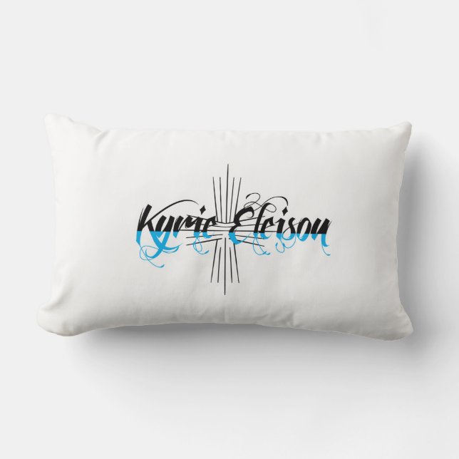 Coussin Rectangle Kyrie Eleison Phrase Religieuse Texte Stylisé (Recto)