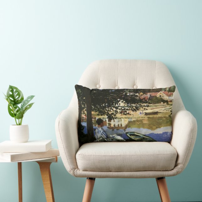 Coussin Rectangle La Banque de la Seine, Bennecourt de Claude Monet (Chaise)