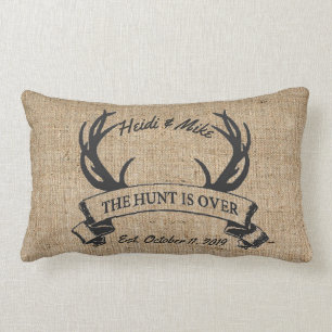 Coussin Rectangle "La chasse est terminée" Rustique Antler mariage p