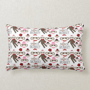 Coussin Rectangle La chaussette rouge et rose mignonne Monkeys le