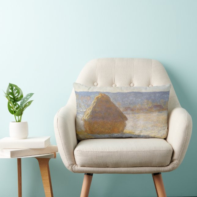 Coussin Rectangle La cheminée à grain du matin, Effet neige de Claud (Chaise)